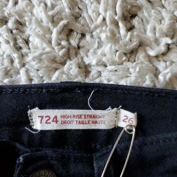 LEVI'S | 724 High Rise Straight Black Denim Jeans 30" inseam (Size 26) - Picture 5 of 7